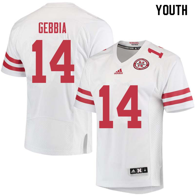 Youth #14 Tristan Gebbia Nebraska Cornhuskers College Football Jerseys Sale-White - Click Image to Close